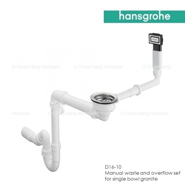 Hansgrohe 43927000 Manual waste and overflow set for single bowl granite