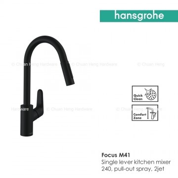 Hansgrohe Single lever kitchen mixer 240 with pull-out spray (Matt Black)