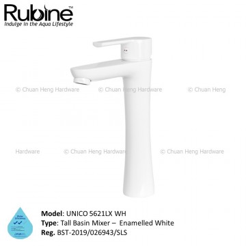 Rubine 5621LX-WH UNICO Series Tall Basin Mixer (White)