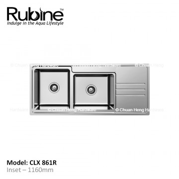 Rubine Classic R25 Series CLX-861R One and Three-Quarter Bowls One Drainer Stainless Steel Sink