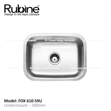 Rubine Forte Series FOX-610-59-U Single Bowl-Undermount Stainless Steel Sink