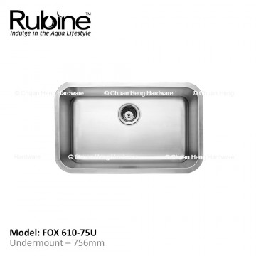 Rubine Forte Series FOX-610-75-U Single Bowl-Undermount Stainless Steel Sink