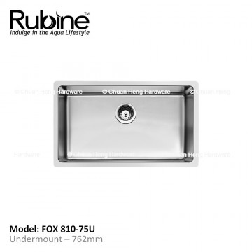 Rubine Forte Series FOX-810-75-U Single Bowl-Undermount Stainless Steel Sink