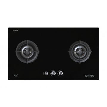Turbo T882 GV-BK 2 Burner Glass Hob c/w safety valve (Black)