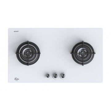 Turbo T882 GV-OW 2 Burner Glass Hob c/w safety valve (Optic White)