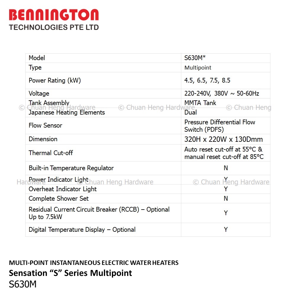 Bennington S630M Mulitpoint Instant Water Heater